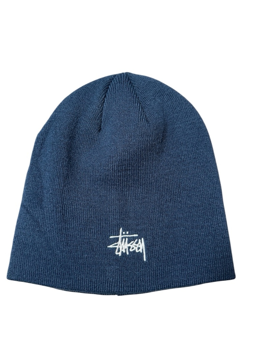 Stüssy Navy Skullcap Beanie White Logo OS Knit Hat Streetwear